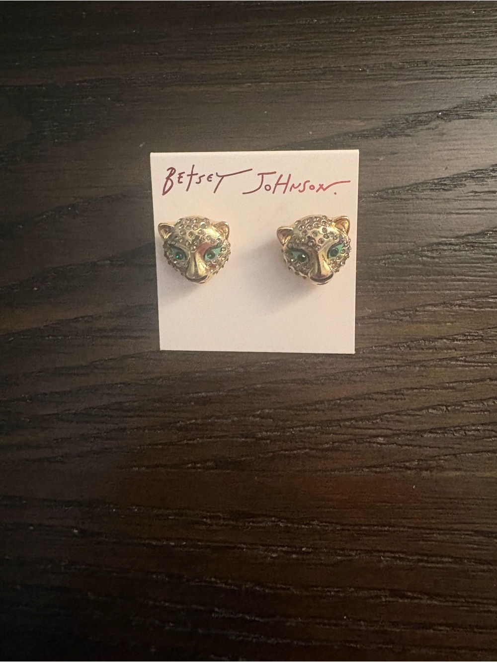 NEW Betsey Johnson Gold Leopard Head Earrings